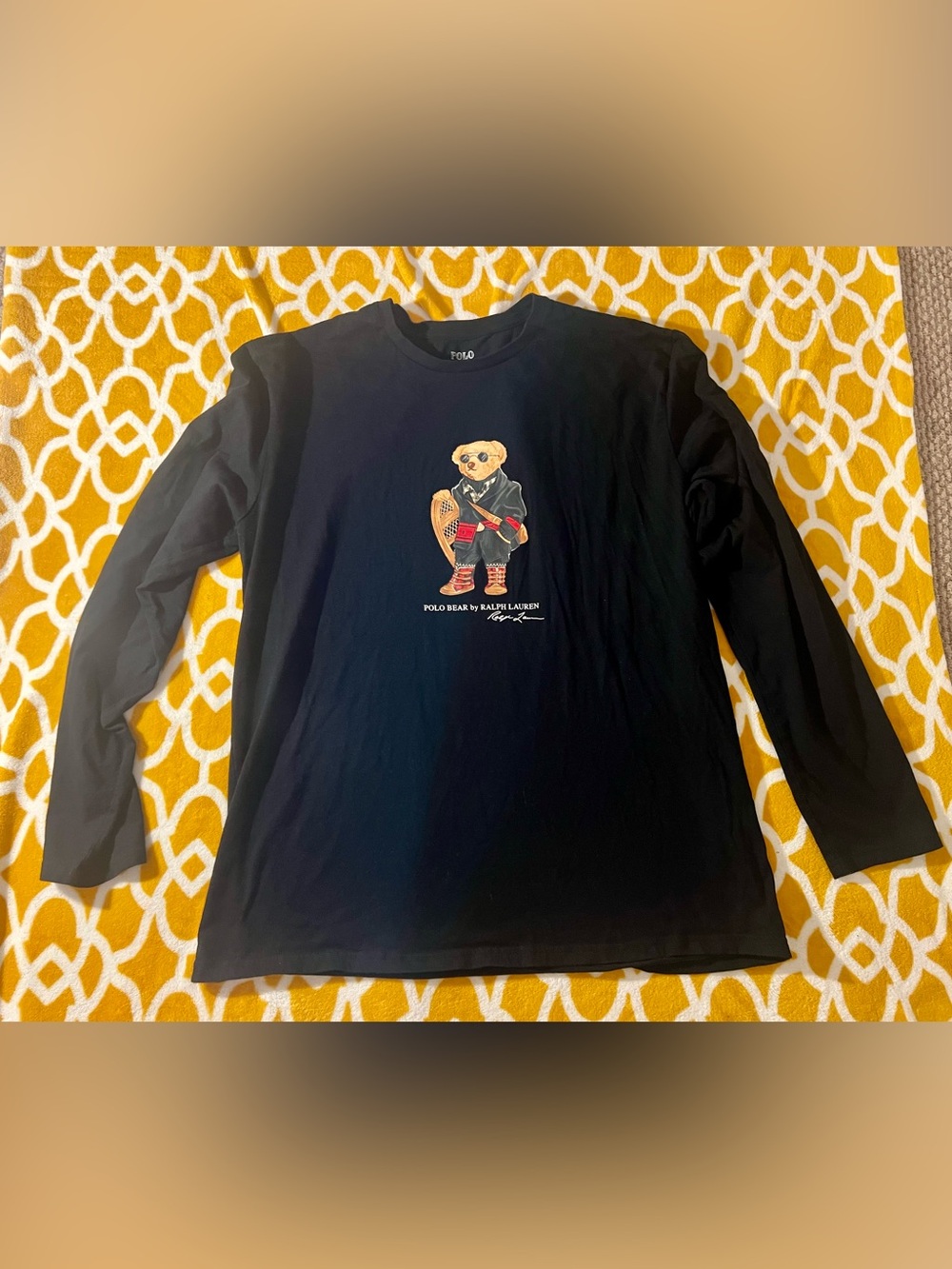 Polo Ralph Lauren Snowshoe Polo Bear Long-sleeve T-shirt Size XL Black